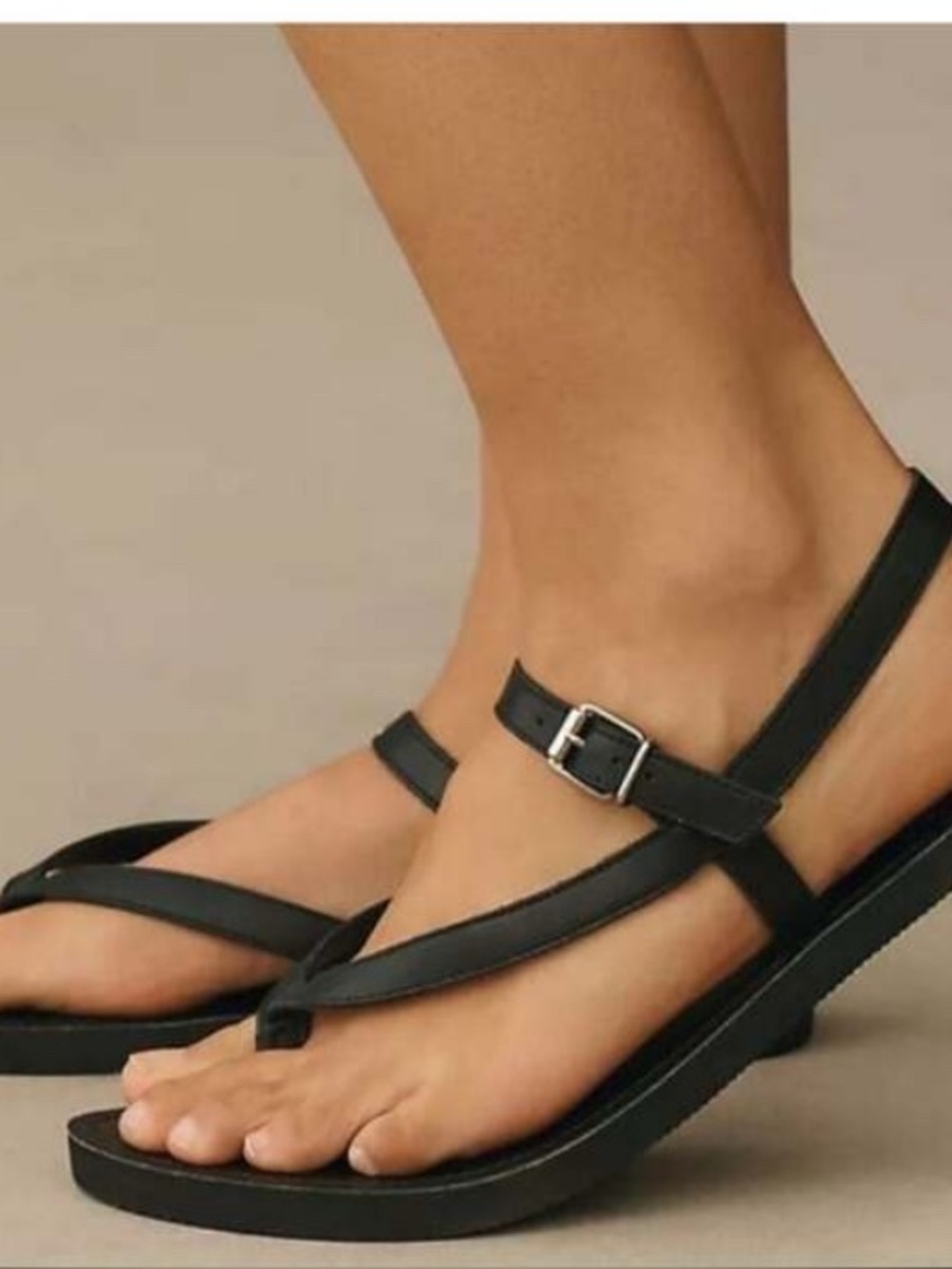 Pilcro Black Leather Thong Sandals EU Size 41 US 10